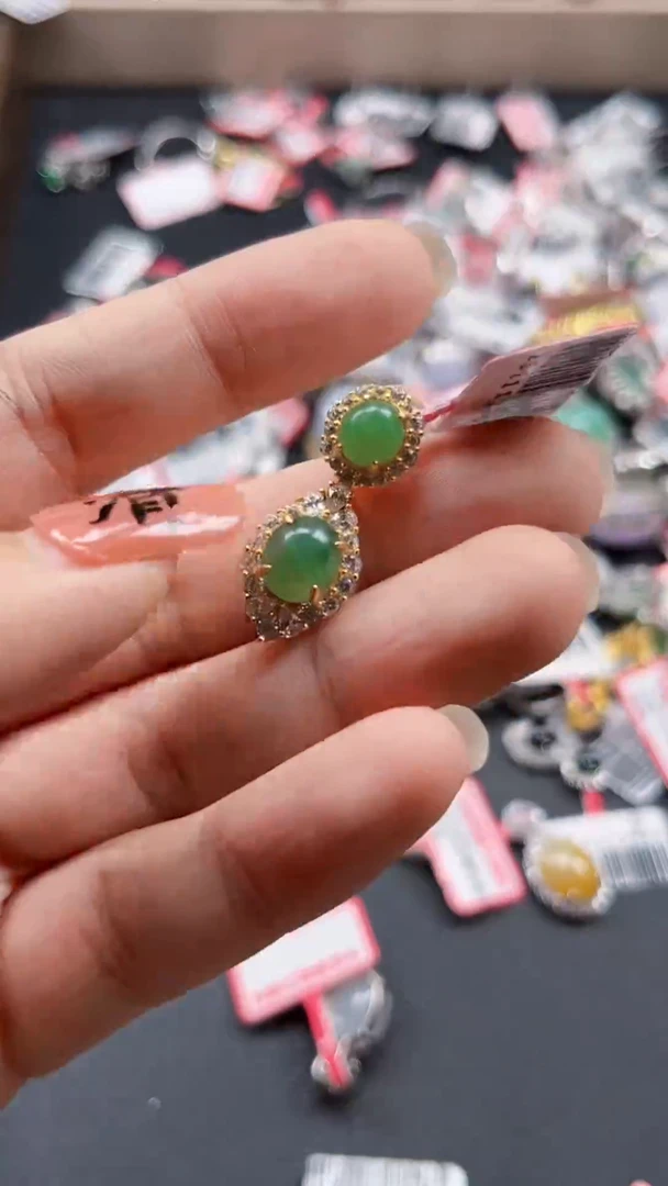 银S925镶嵌戒指翡翠天然A货缅甸翡翠