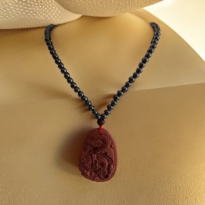 非金属陶瓷项链 磁性情侣黑胆石项链饰品红色艾灸石磁性香牌