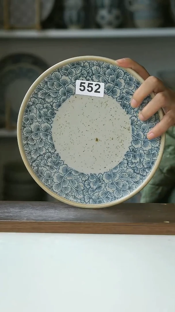 陶瓷粗陶手绘银杏早餐盘21cm@7-10@
