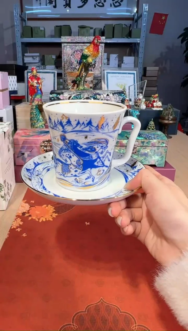 【闪购商品】杯184俄皇踏雪马车马克杯碟