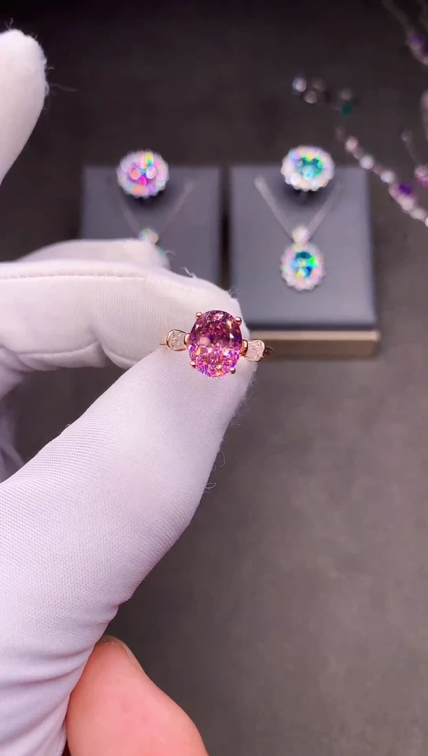 银S925镶嵌戒指双色碧玺········