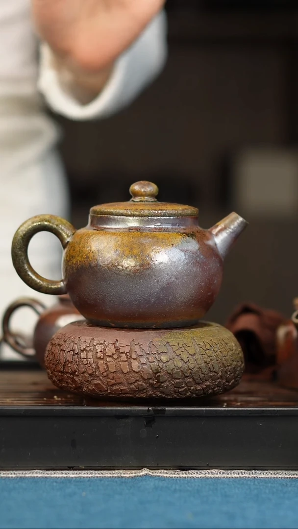 茶壶紫砂柴烧紫砂天青巨轮