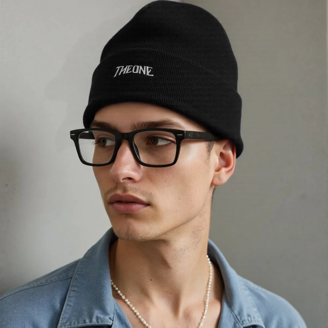 THE ONE 时尚单品针织冷帽潮流百搭美式街头户外休闲黑色帽子秋冬