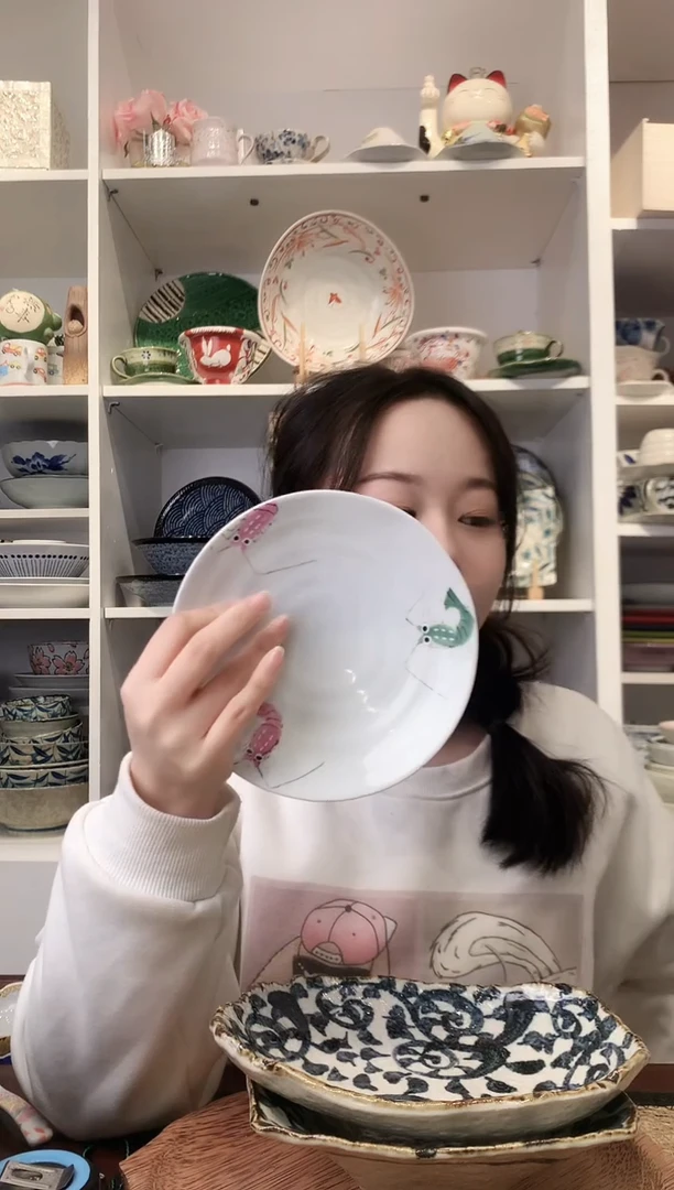陶瓷九谷龙虾小盘16cm