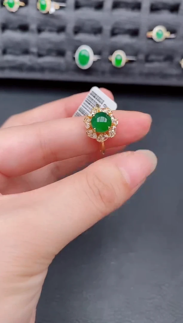 银S925镶嵌戒指翡翠天然a货翡翠126