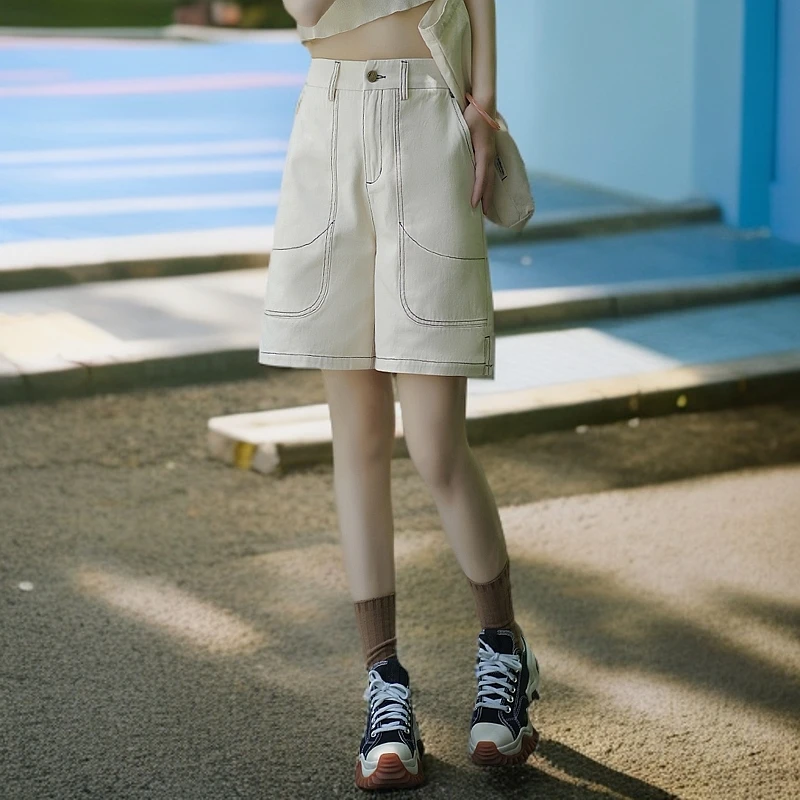 5分牛仔短裤女2025新款爆款外穿夏季休闲阔腿显瘦a字高腰五分裤潮