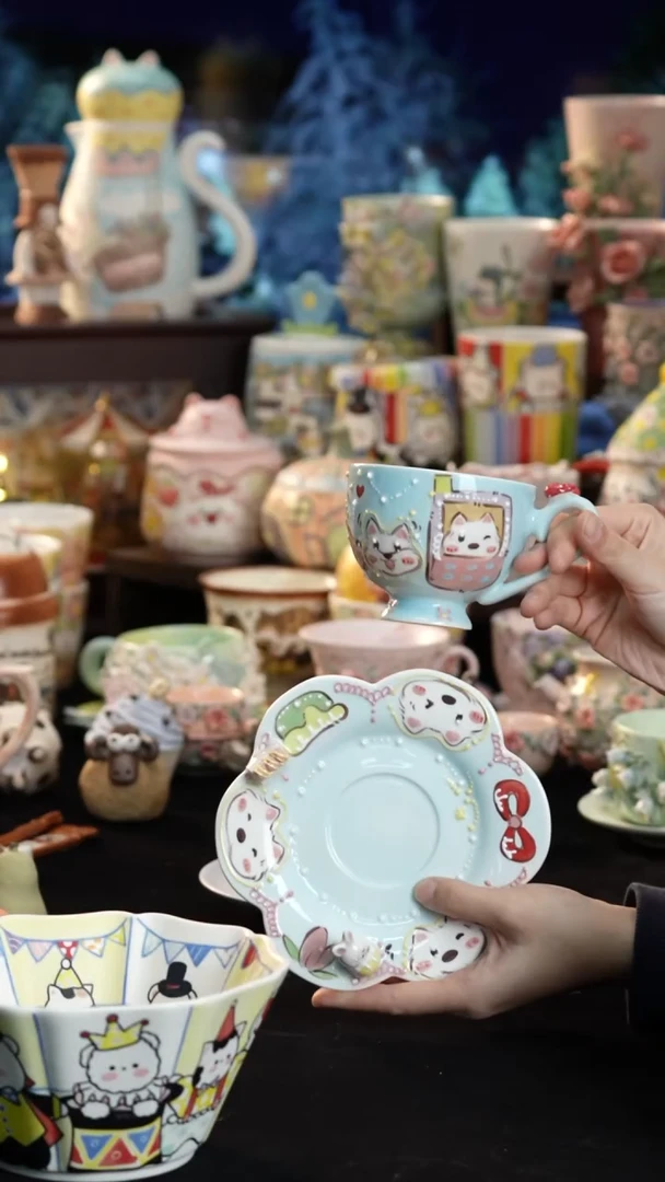 摆件陶景德镇釉下彩手绘设计师款陶瓷