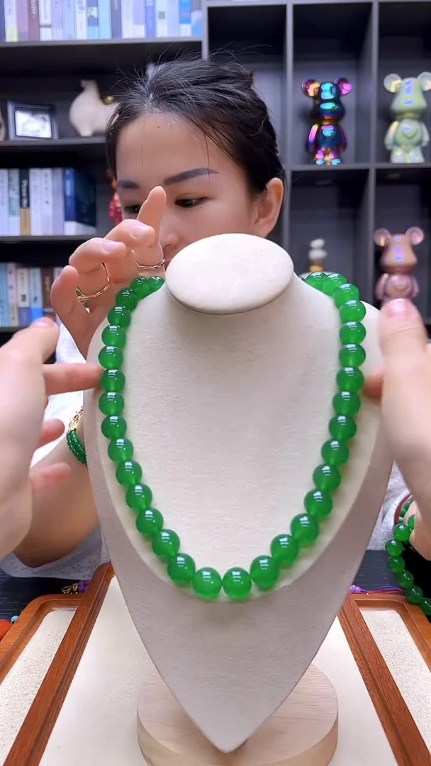 翡翠14K金镶嵌颈饰沉白diy劲饰14mm项链