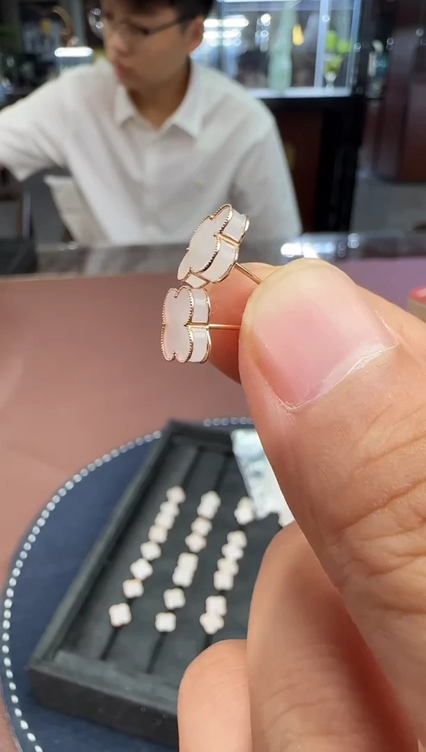 和田玉18K金镶嵌耳饰【陆803】60 5512