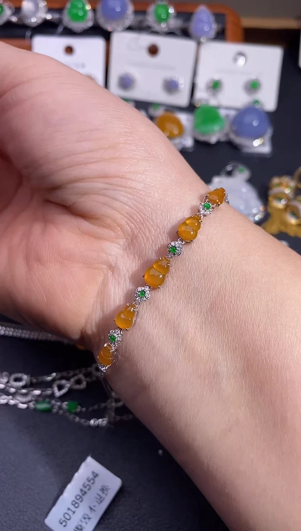 【闪购商品】翡翠手链18K金镶嵌手链