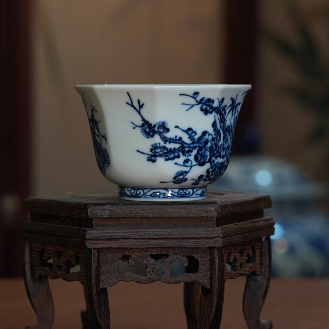 八方杯|艳霞画师|松竹梅岁寒三友八方杯100cc（下单找客服确认）