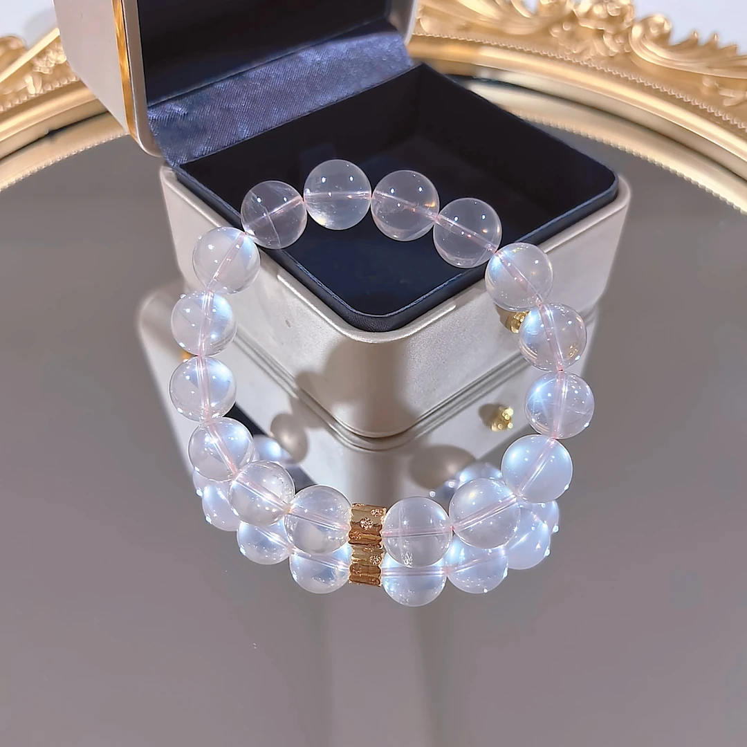 YS0028【桃之夭夭】星光粉水晶简约设计款手串多样性发其一