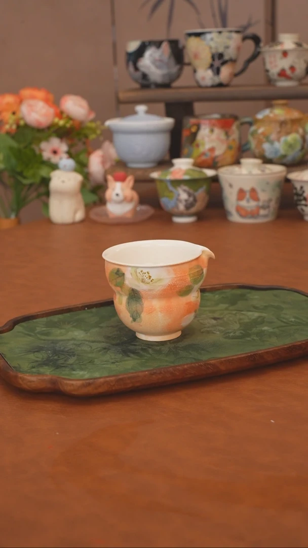 是泥吖  山茶花葫芦公道杯