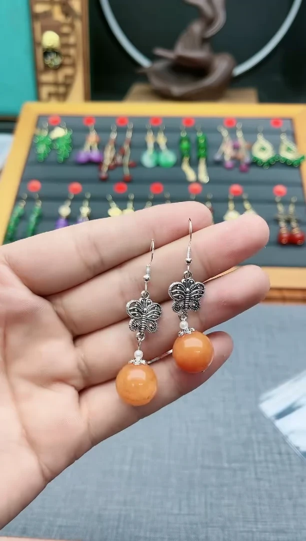 【闪购商品】玛瑙/玉髓耳钉银S925镶嵌436000