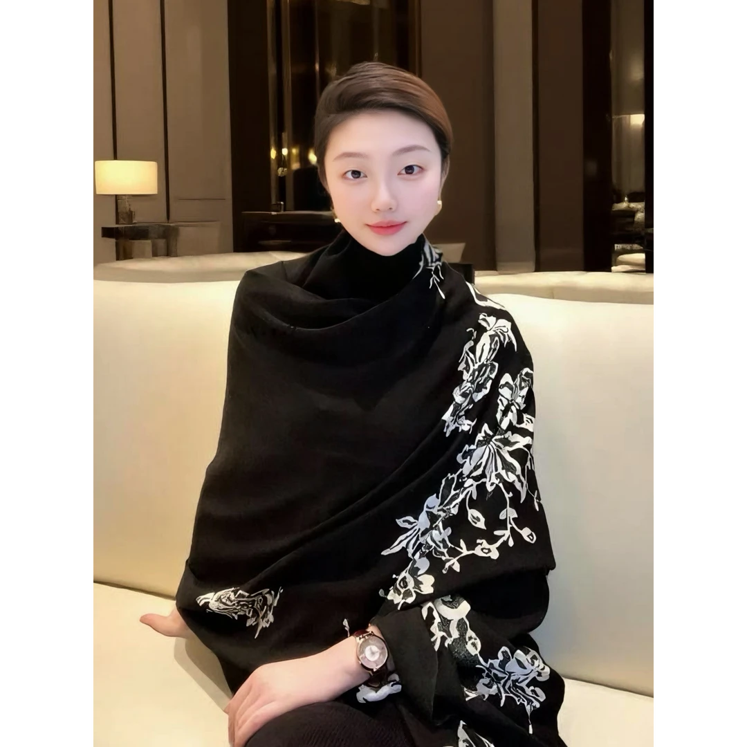 爱玛小姐【素影】戒指绒披肩长巾旅游防晒保暖百搭气质轻奢高级