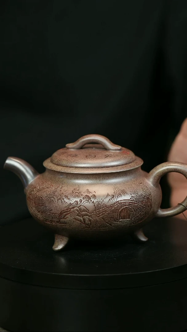 茶壶紫砂无**小H2244李小琴段泥三足圆炉