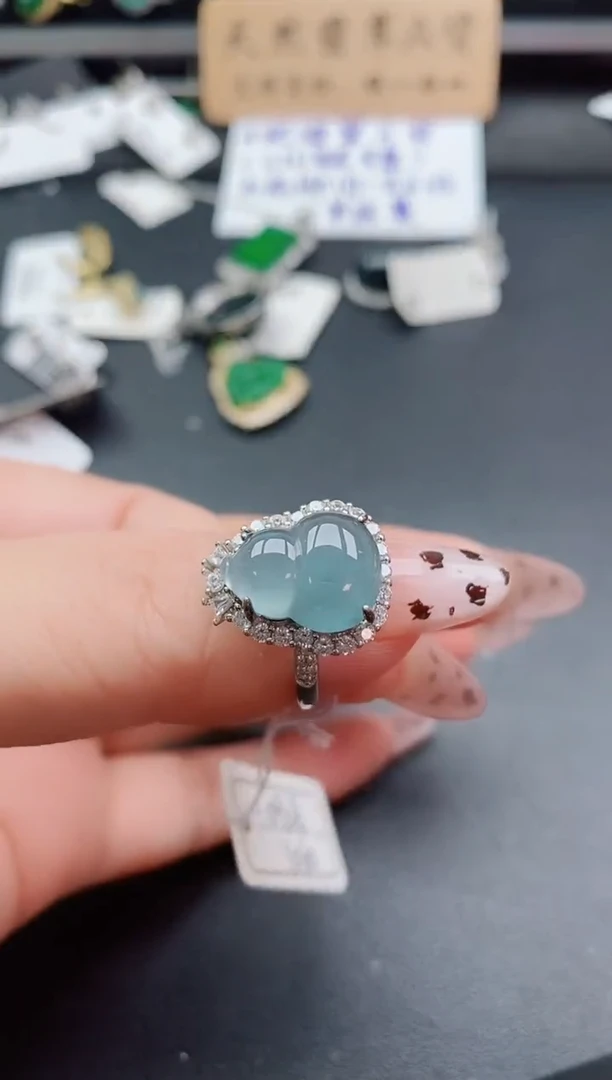 银S925镶嵌戒指翡翠1