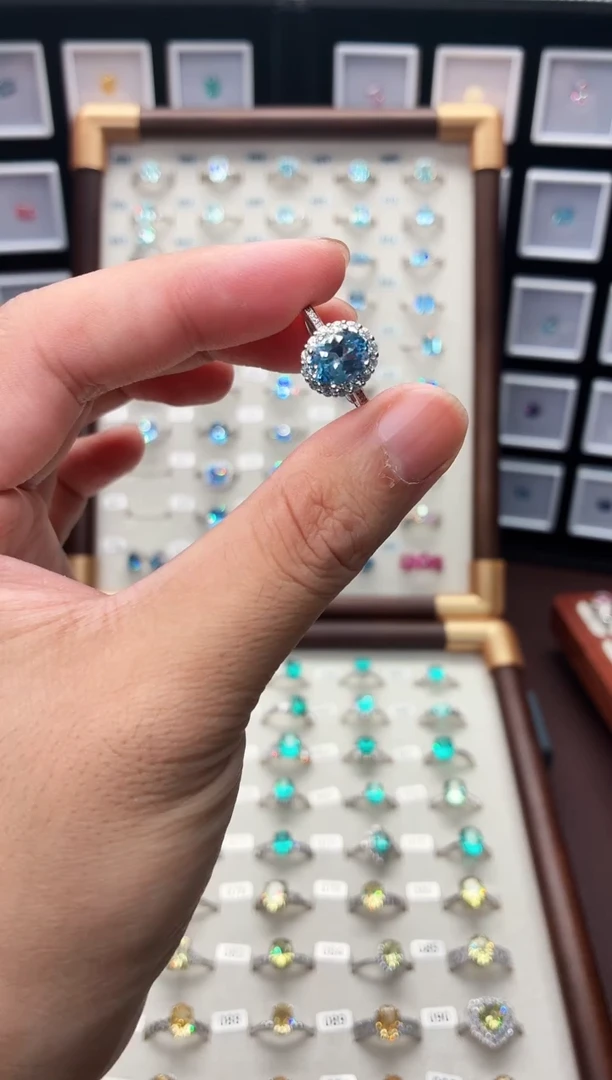 银S925镶嵌戒指海蓝宝石11111
