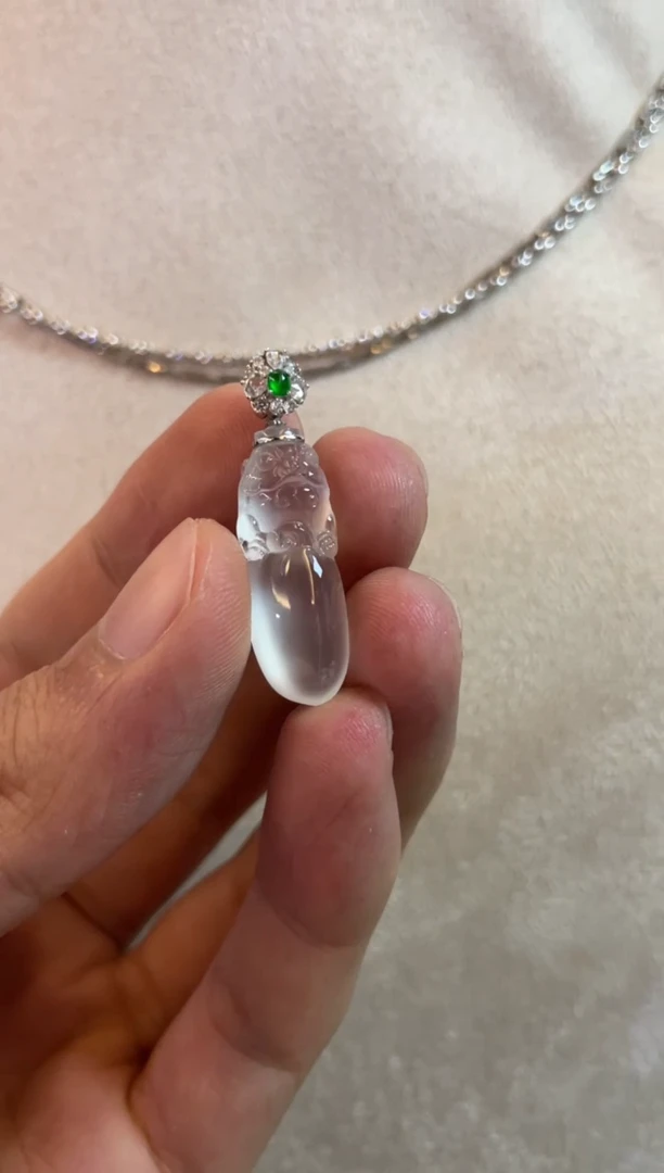 翡翠18K金镶嵌吊坠(不含链)福瓜
