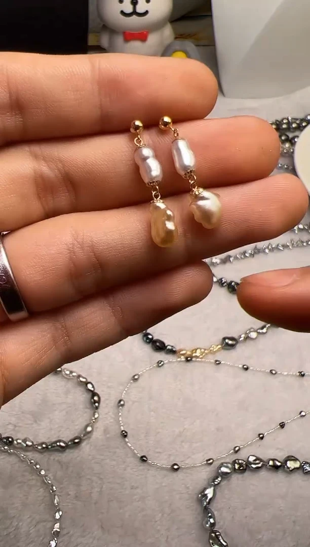 18K金镶嵌耳饰海水珍珠珍珠