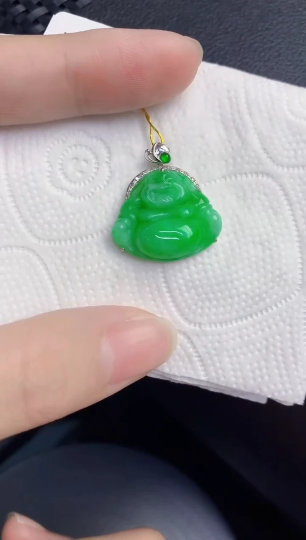 颈饰18K金镶嵌翡翠天然翡翠缅甸A货