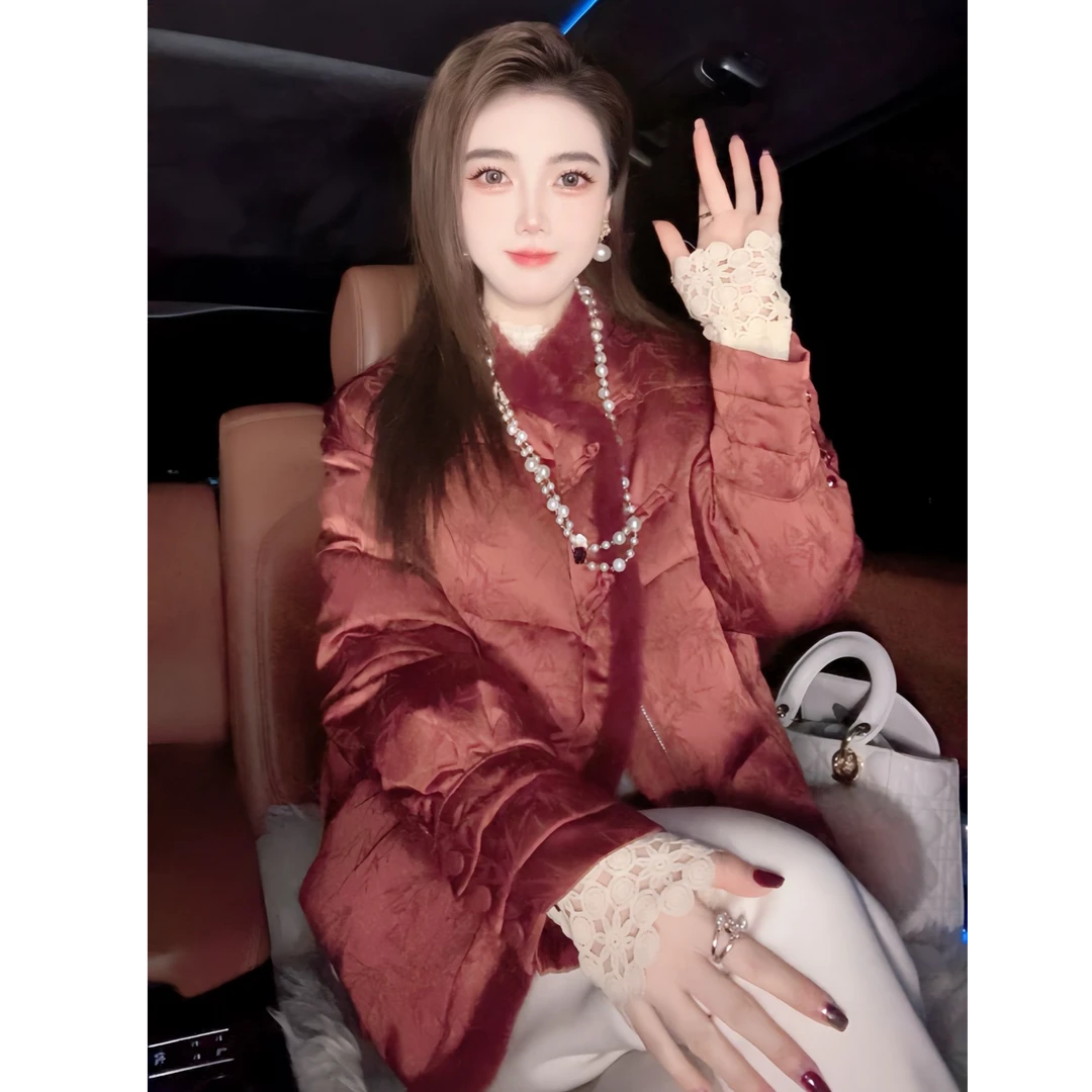 【枫叶丝竹】冬季新年款新中式精致气质小竹叶提花国风外套1090