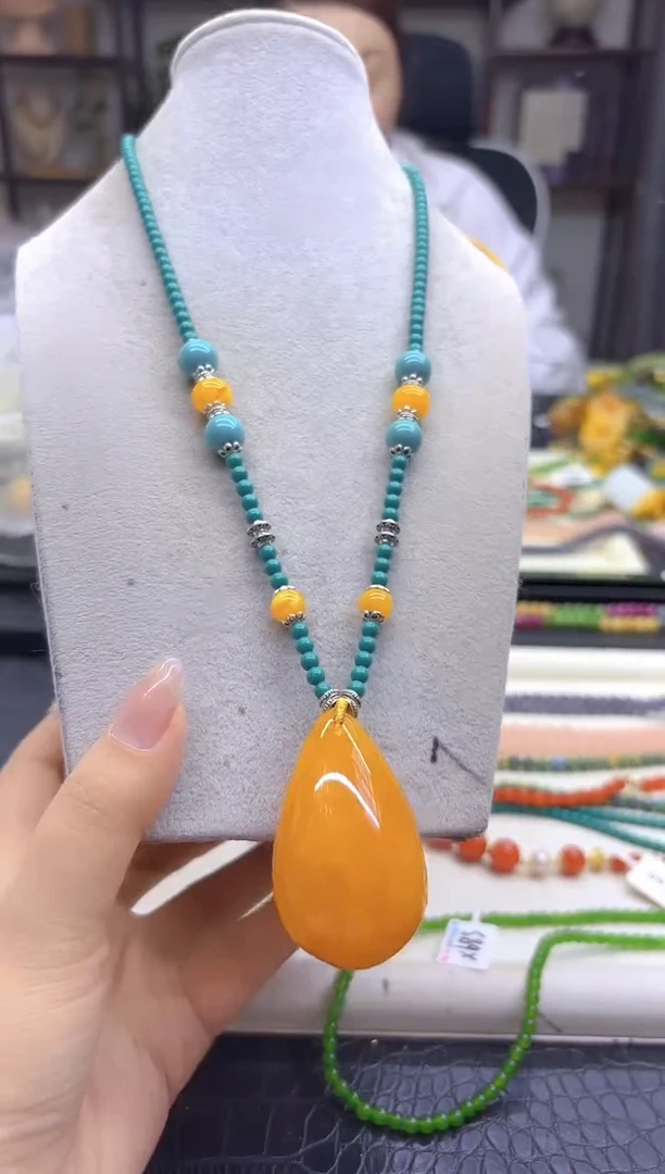 蜜蜡颈饰未镶嵌DIY款M833