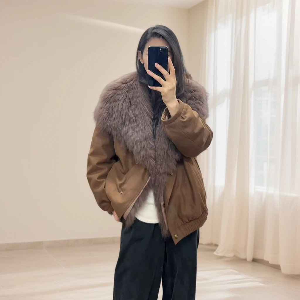 新款宽松皮草鹅绒时尚外套