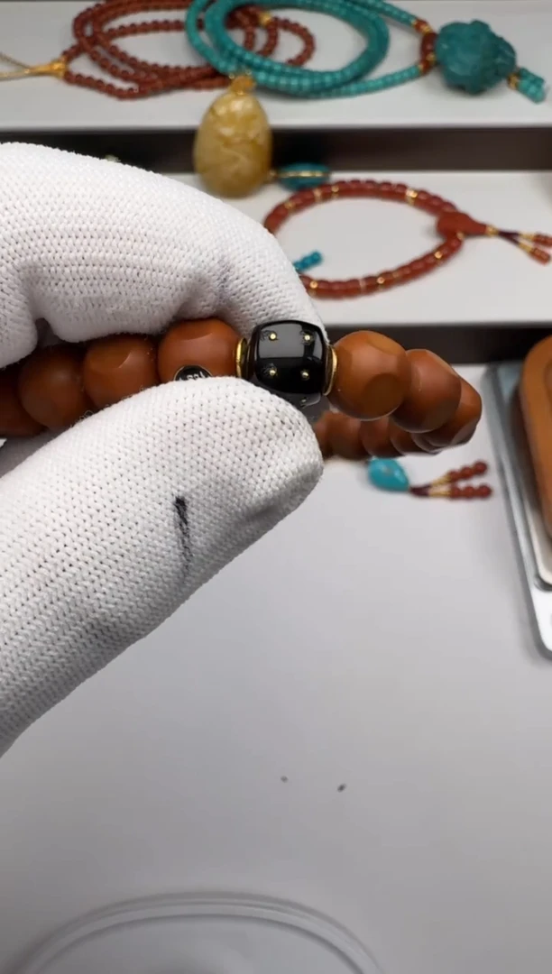 手串核桃18K金镶嵌为***～手串手串