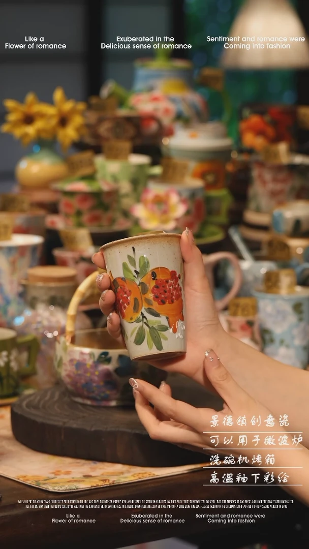 陶瓷景德镇高温釉下彩绘设计师款式