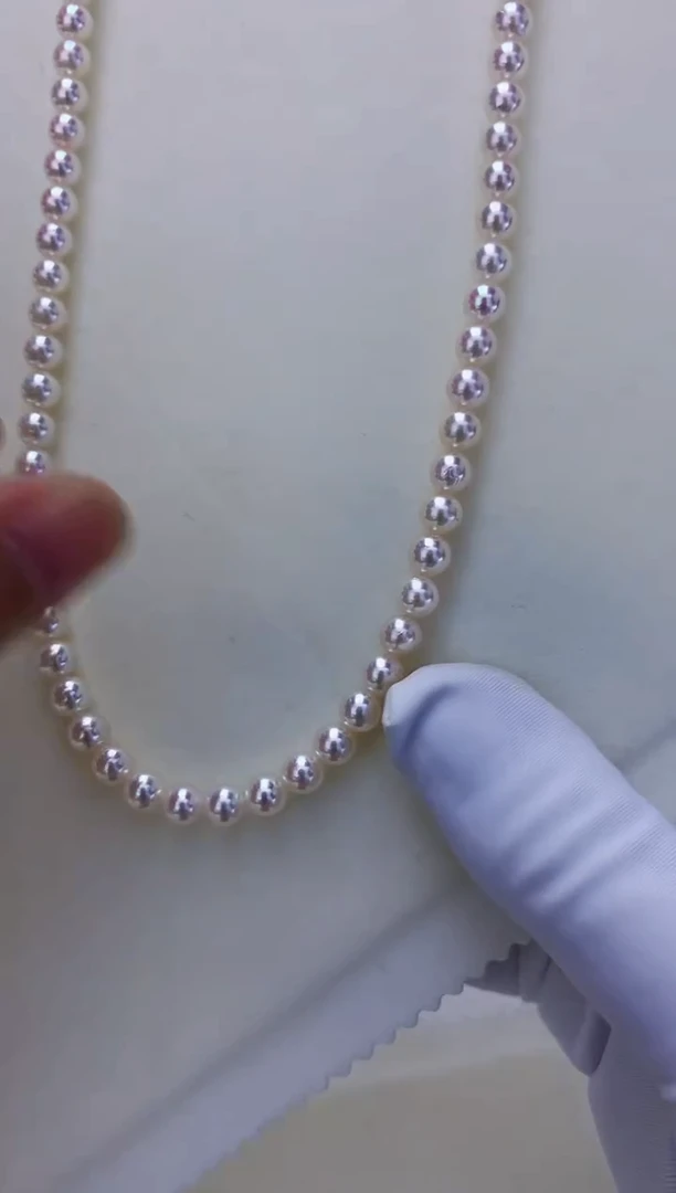 银S925镶嵌饰品海水珍珠5-6满珠链·奶奶的脸