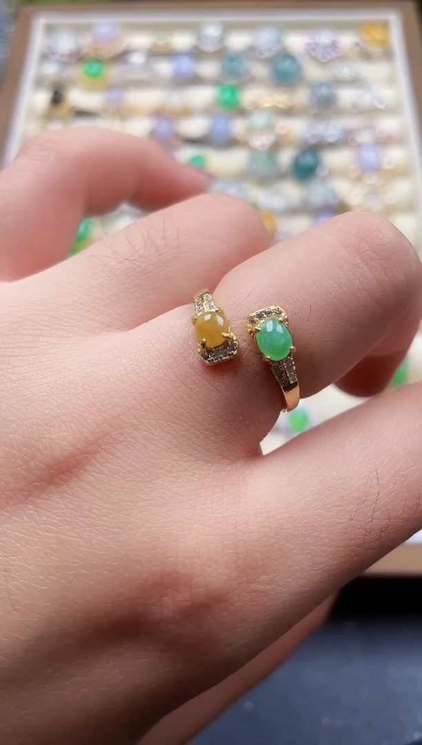 银S925镶嵌戒指翡翠12