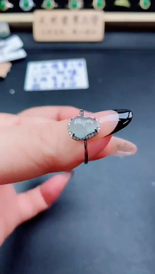 银S925镶嵌戒指翡翠1