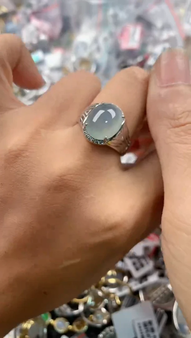银S925镶嵌戒指翡翠101010----9