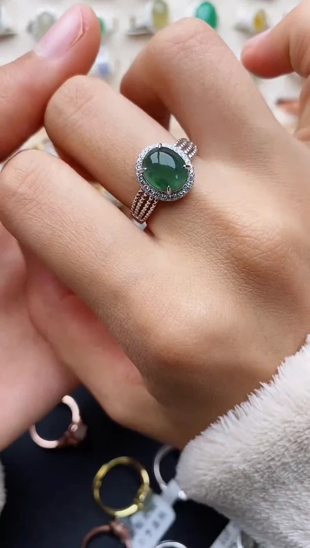 【闪购商品】翡翠戒指银S925镶嵌缅甸翡翠