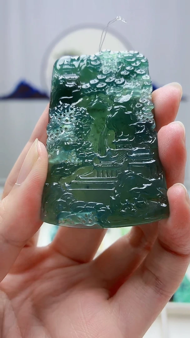 未镶嵌定制翡翠4688zm-毛货挂件山水28