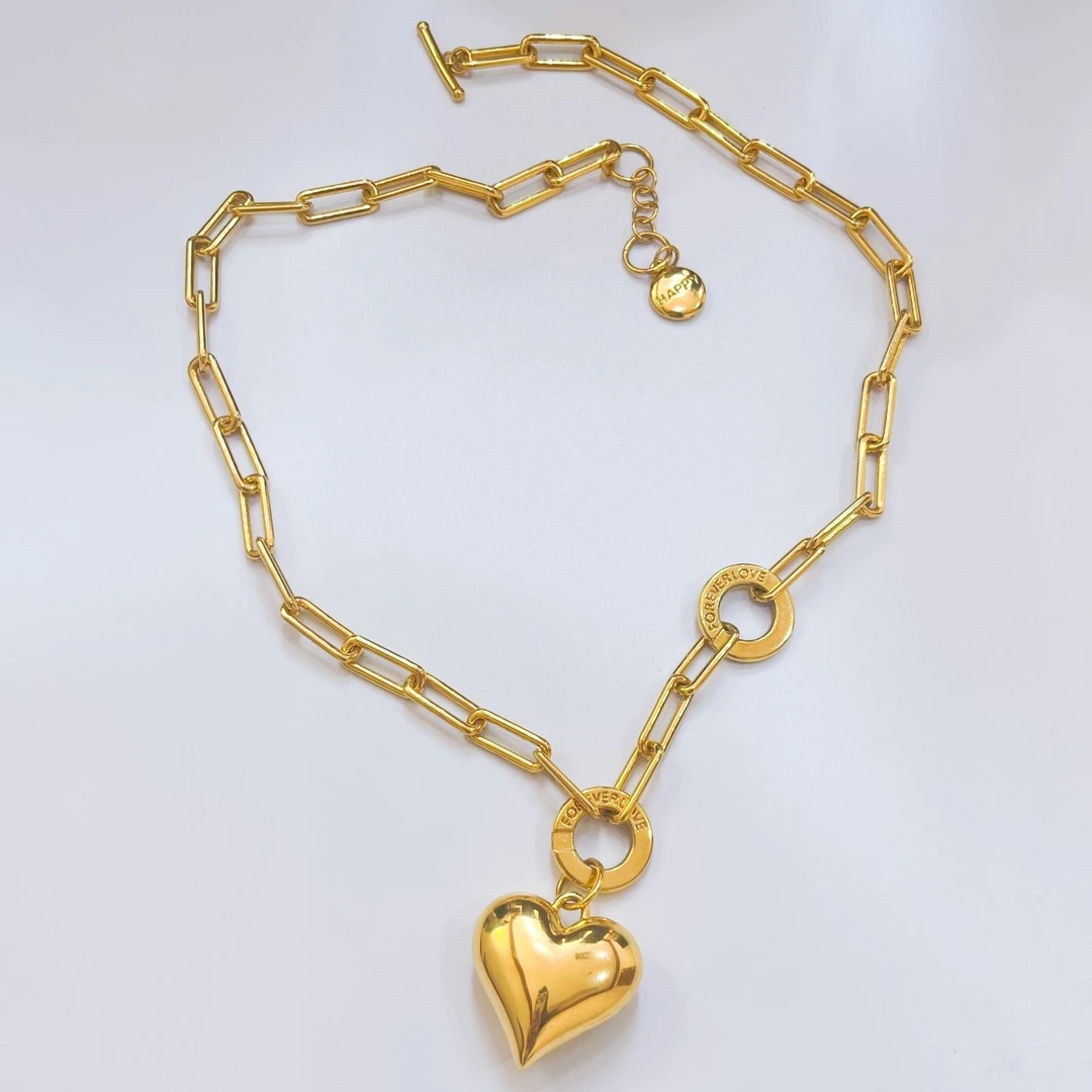 【摩登爱心】足金999黄金5D无氰摩登爱心时髦潮流款套链