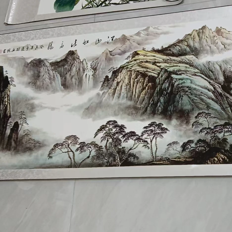 《江山多娇》壁画新中式山水风景客厅卧室玄关装饰画