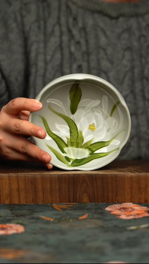 瓷片釉下彩手工手绘同款陶器