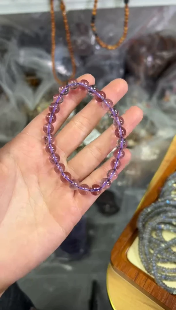 【闪购商品】水晶手链未镶嵌透体紫水晶圆珠手链[3679]