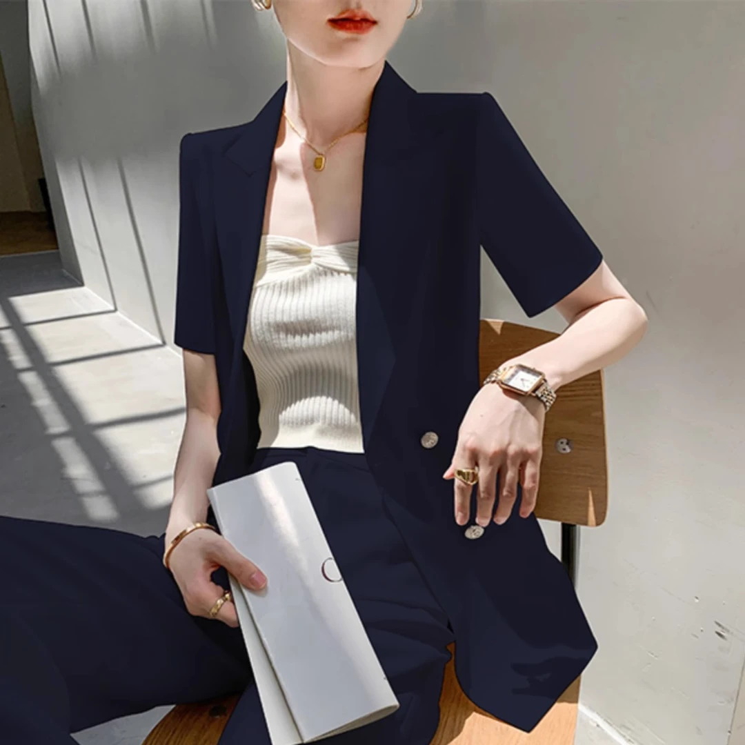夏季2025新款薄款西装套装女高级感职业装气质女神范工作服西服