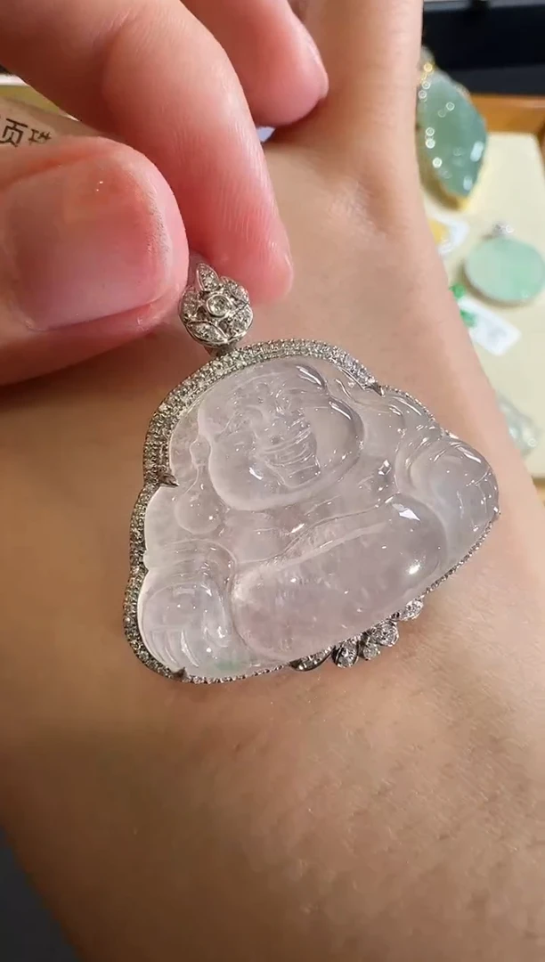 【闪购商品】翡翠吊坠(不含链)18K金镶嵌【源头工厂】钻石镶嵌