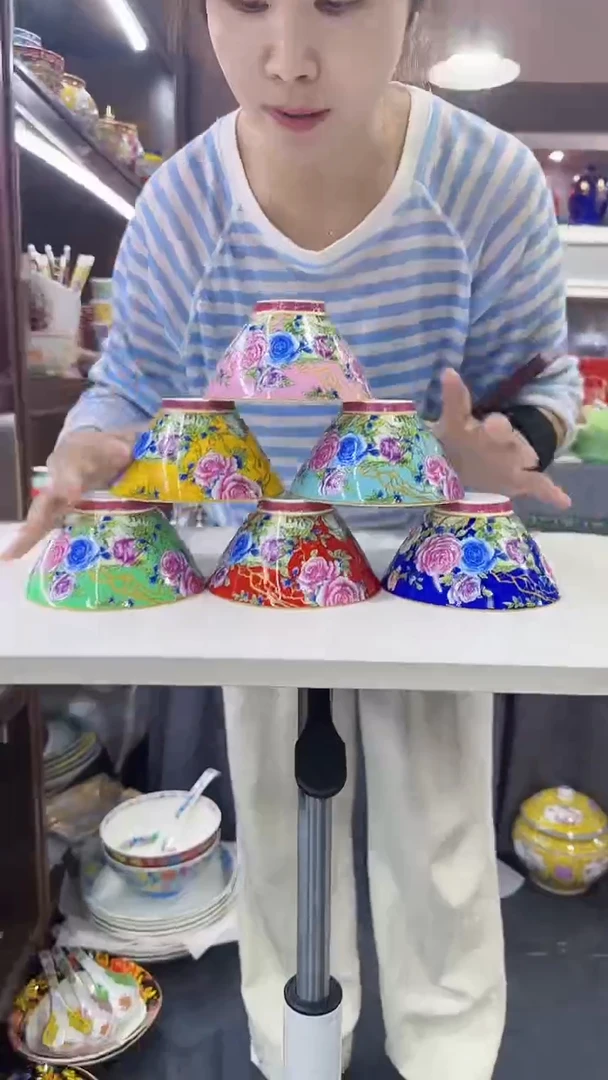 瓷片5英寸斗笠碗6个景德镇陶瓷