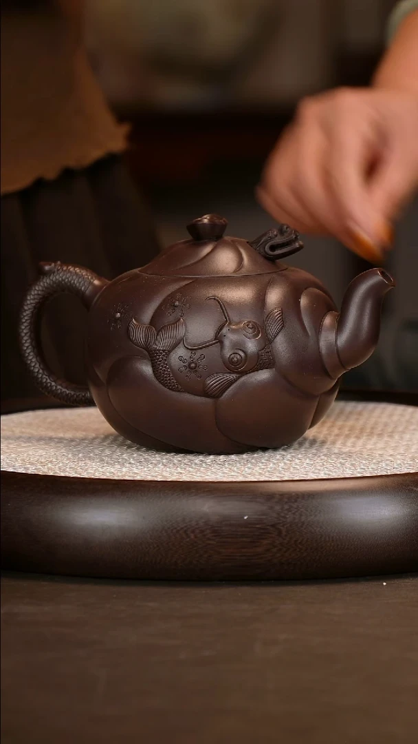 茶壶紫砂【诸葛勋】老天青 鱼化龙 520cc