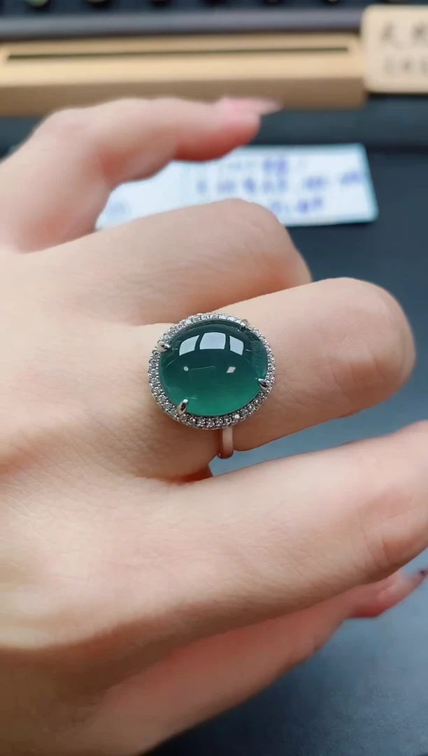 银S925镶嵌戒指翡翠1