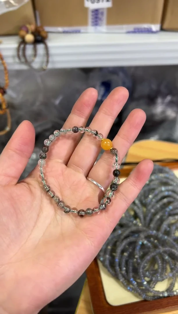 【闪购商品】水晶手链未镶嵌四季幽灵琥珀珠小手链[0256]