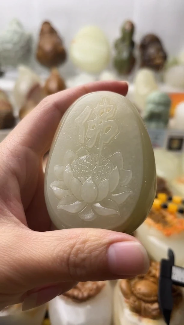 石材古青石棉纹正常不退换佛莲花微瑕