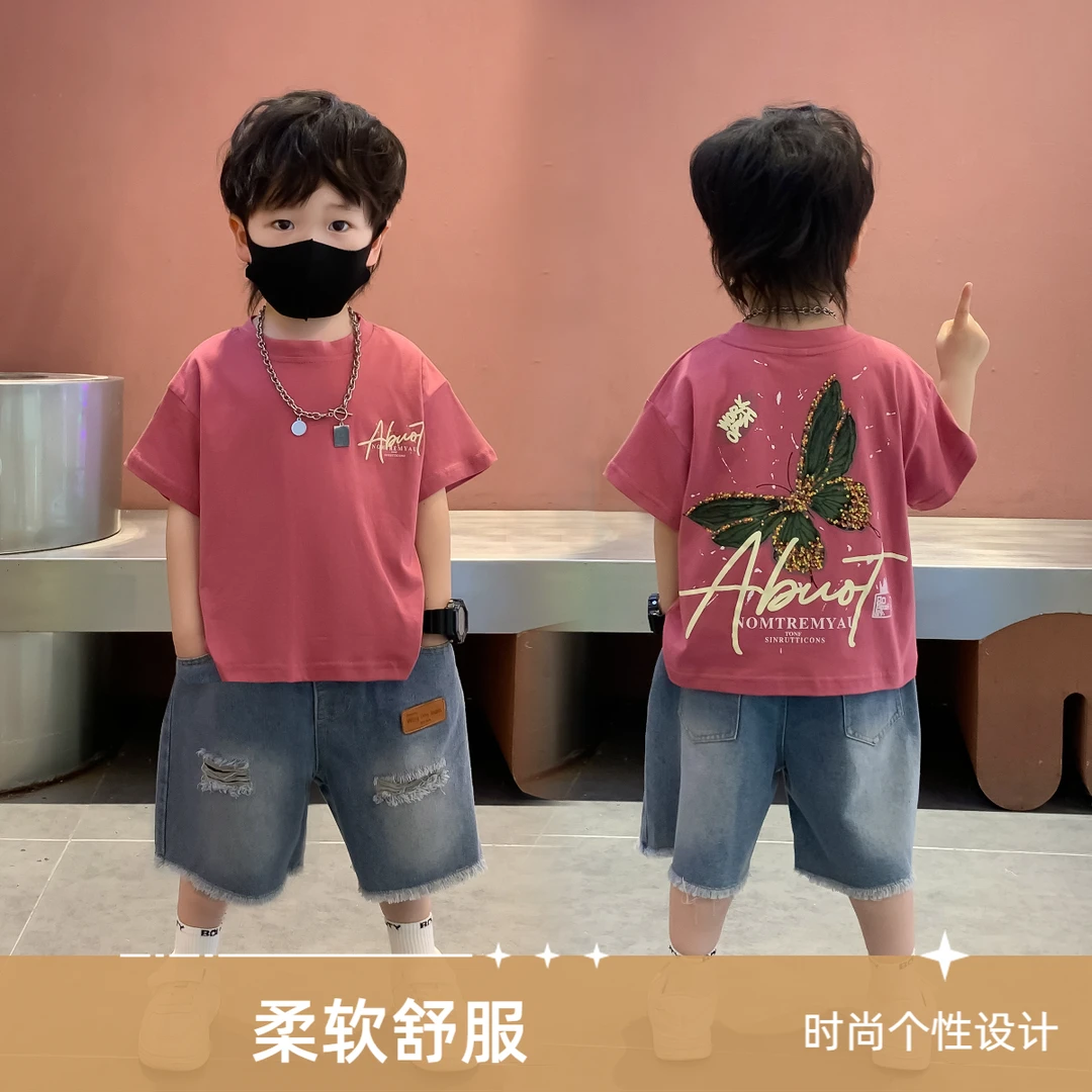 男童夏装套装2025新款酷帅男小童韩版短袖童装男宝宝夏季时髦衣服