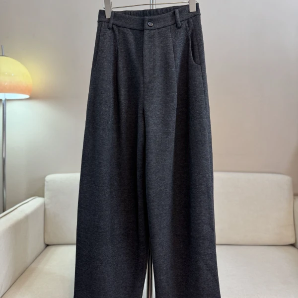 兰嫣（通勤阔腿裤）秋冬松弛感加厚含山羊绒宽松休闲高腰直筒毛呢裤