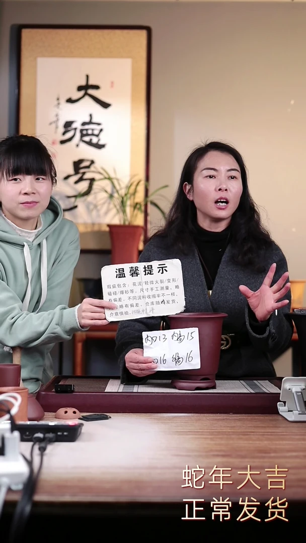 【闪购商品】紫砂花盆瑕疵龙血砂新款小金钟一只带瑕疵托盘